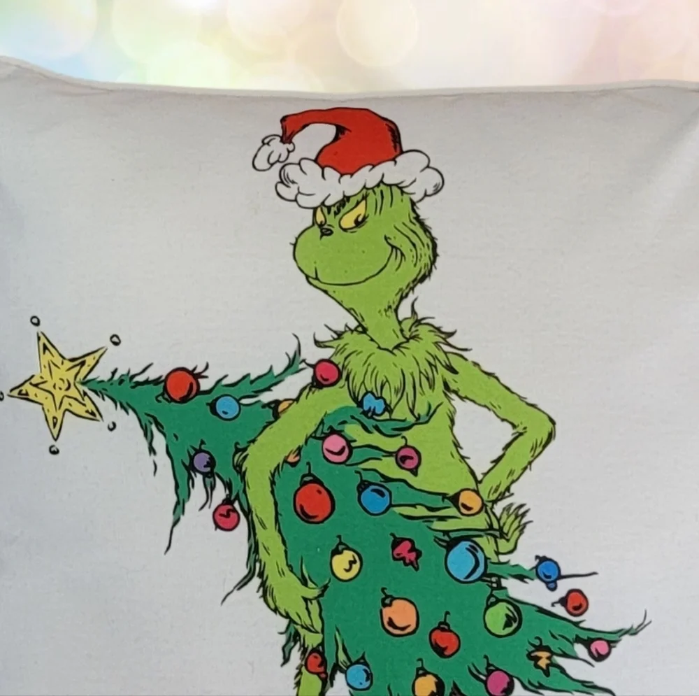 Grinch Naughty / Max Nice Merry Grinchmas Christmas Throw Pillow 20